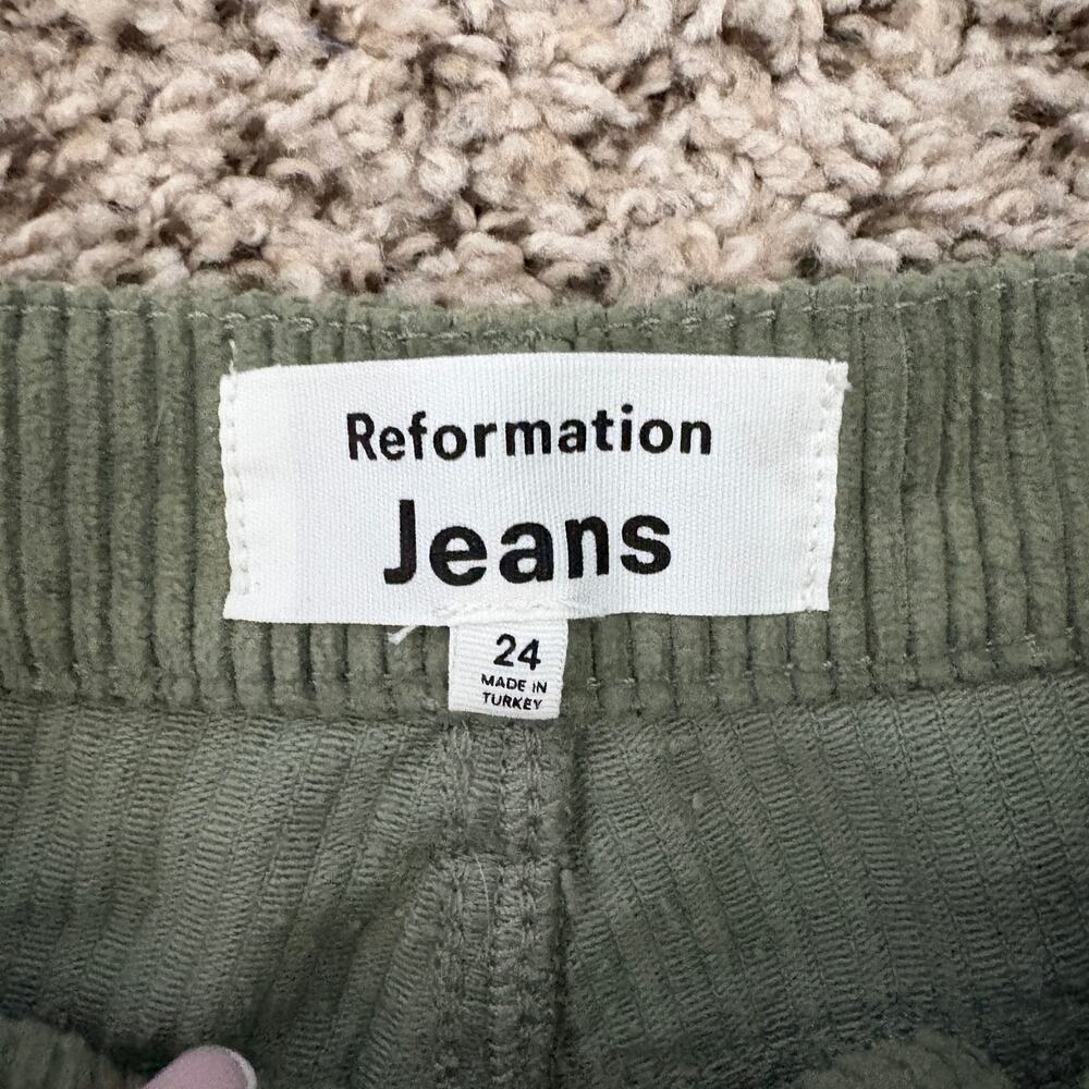 Reformation Cynthia Button Fly High Rise Corduroy Pants 24 Moss Dark Academia - Picture 6 of 9